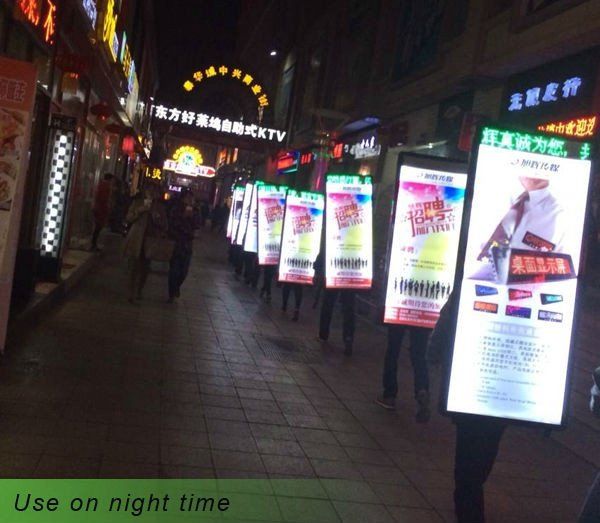 Китайский человек лайтбокс со световым коробом рюкзаком